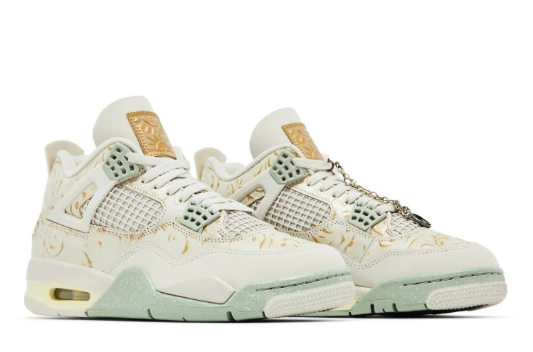 Jordan Mid-Top Sneakers – Cream, Gold & Mint