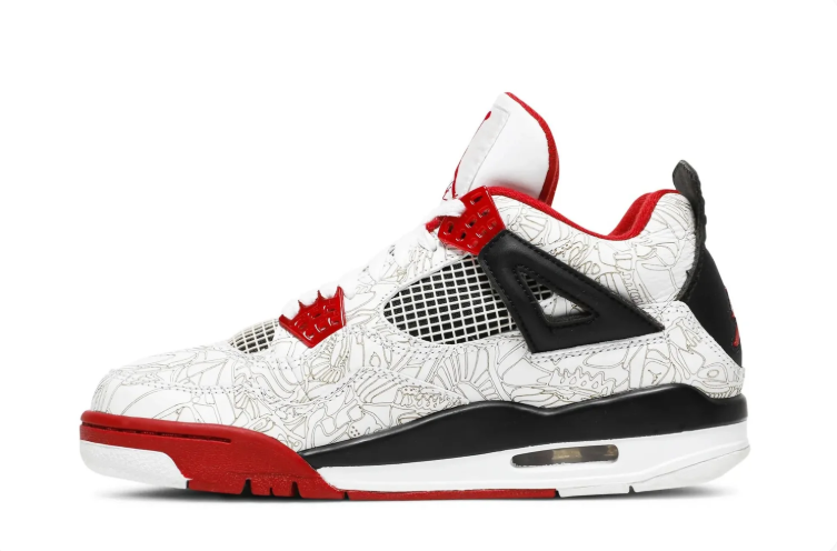 Jordan Mid-Top Sneakers – White Line-Art, Red & Black