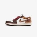 Jordan Low-Top Sneakers – Brown & White with Red Laces