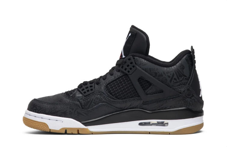 Jordan Mid-Top Sneakers – Black Patterned Upper & Gum-Tone Sole