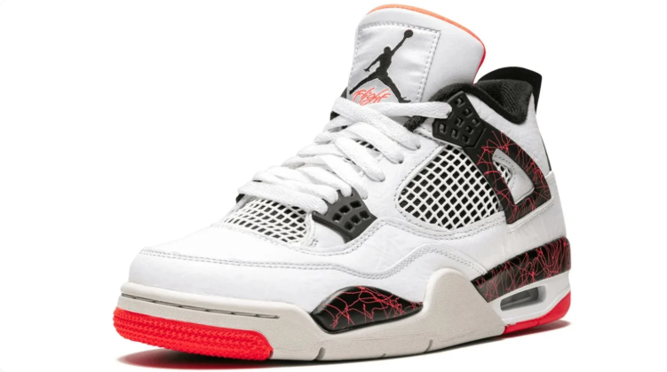 Jordan Mid-Top Sneakers – White & Black with Red Crackle Accents