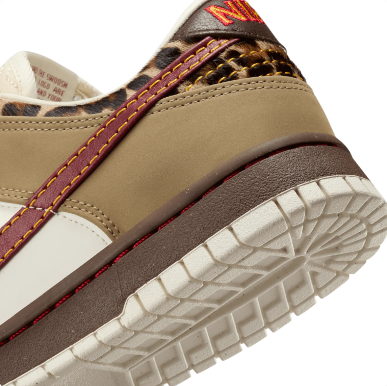 Nike Low-Top Sneakers - Cream/Khaki with Burgundy & Leopard Details