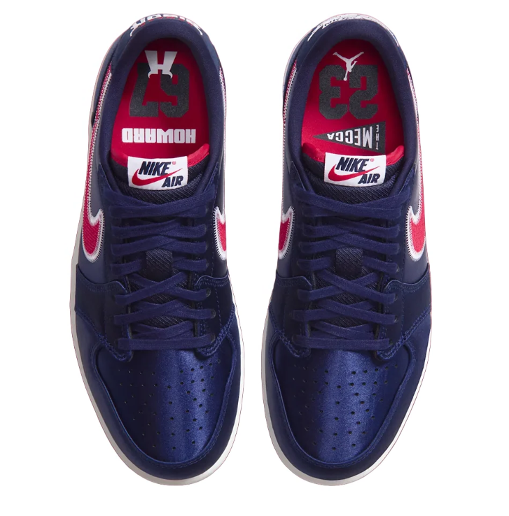 Air Jordan 1 Low Sneakers - Navy/Red with Contrast Stitching