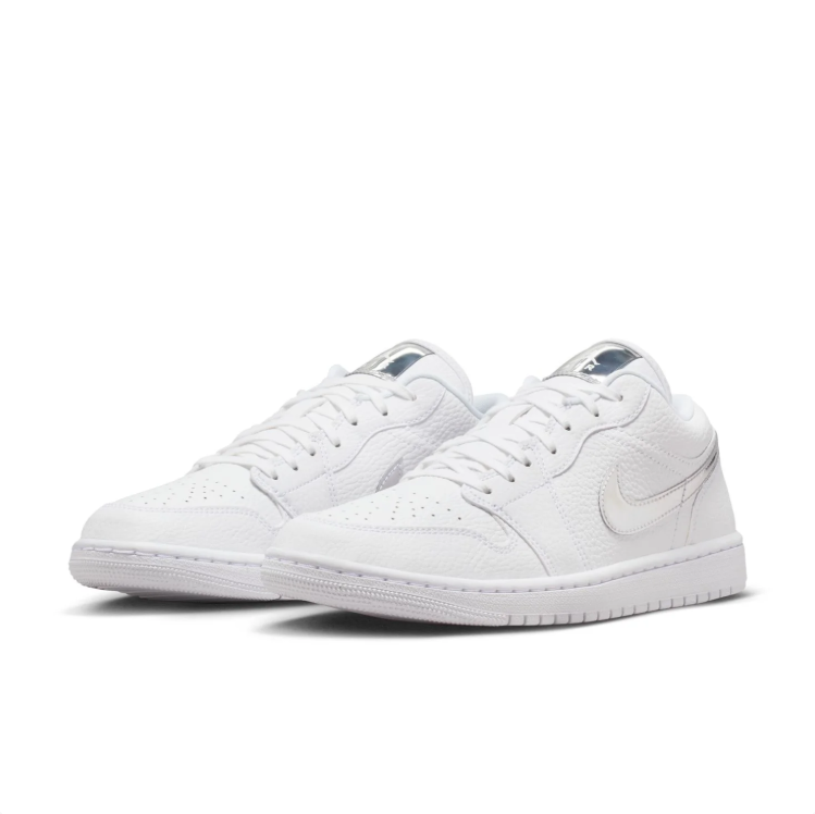 Jordan Low-Top Sneakers – White & Metallic Silver
