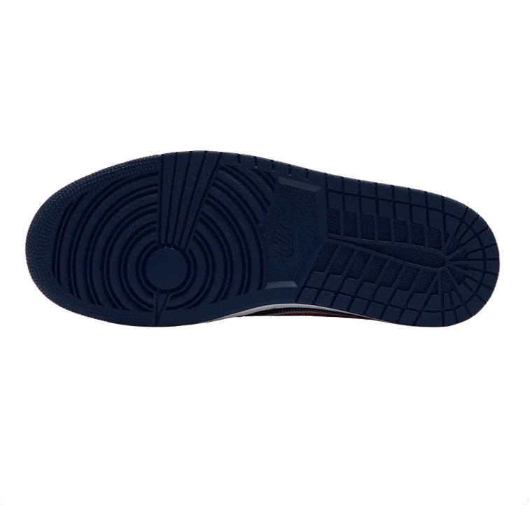 Air Jordan 1 Low Sneakers - Navy/Red with Contrast Stitching
