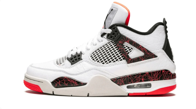 Jordan Mid-Top Sneakers – White & Black with Red Crackle Accents