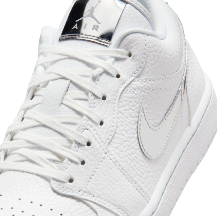 Jordan Low-Top Sneakers – White & Metallic Silver