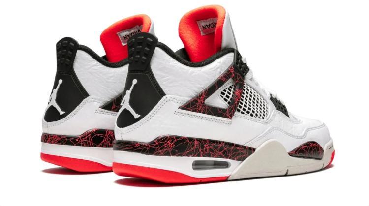 Jordan Mid-Top Sneakers – White & Black with Red Crackle Accents