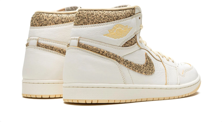 Air Jordan 1 High-Top Sneakers in Cream White & Gold