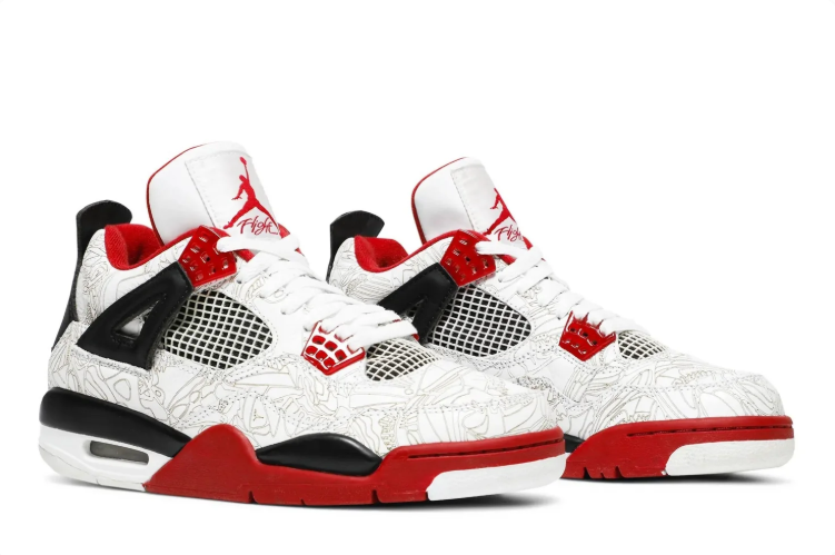 Jordan Mid-Top Sneakers – White Line-Art, Red & Black