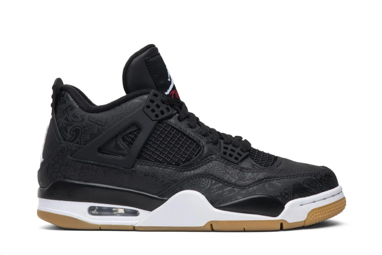 Jordan Mid-Top Sneakers – Black Patterned Upper & Gum-Tone Sole