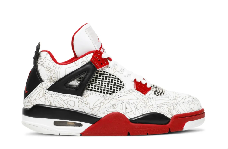 Jordan Mid-Top Sneakers – White Line-Art, Red & Black