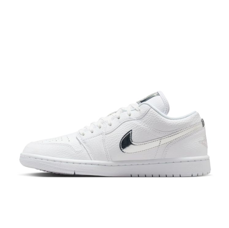 Jordan Low-Top Sneakers – White & Metallic Silver