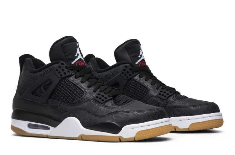 Jordan Mid-Top Sneakers – Black Patterned Upper & Gum-Tone Sole