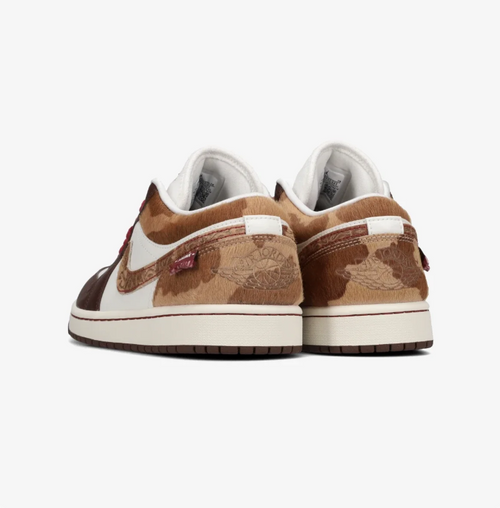 Jordan Low-Top Sneakers – Brown & White with Red Laces