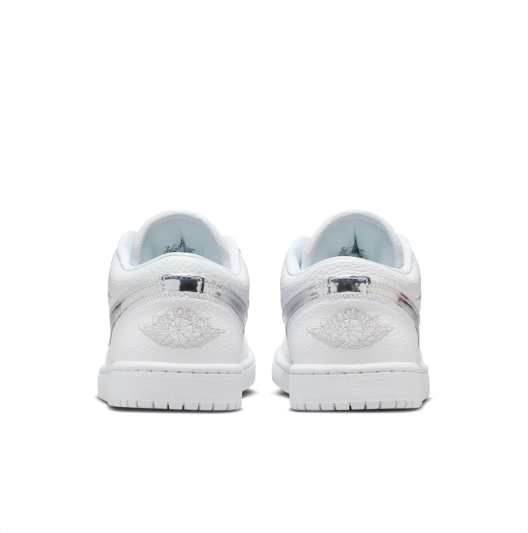 Jordan Low-Top Sneakers – White & Metallic Silver