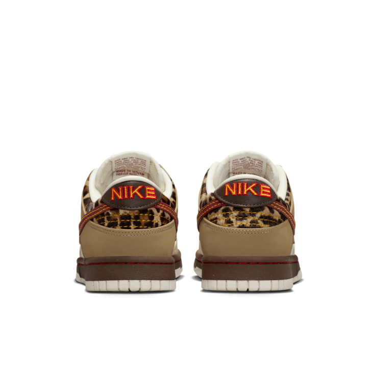 Nike Low-Top Sneakers - Cream/Khaki with Burgundy & Leopard Details