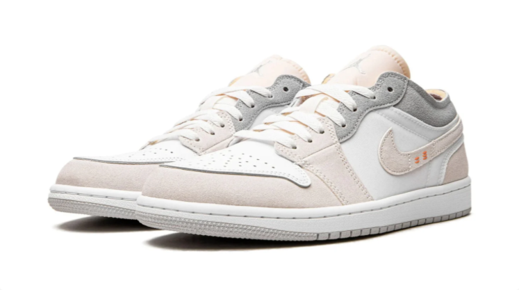 Jordan Low-Top Sneakers – White, Cream & Grey